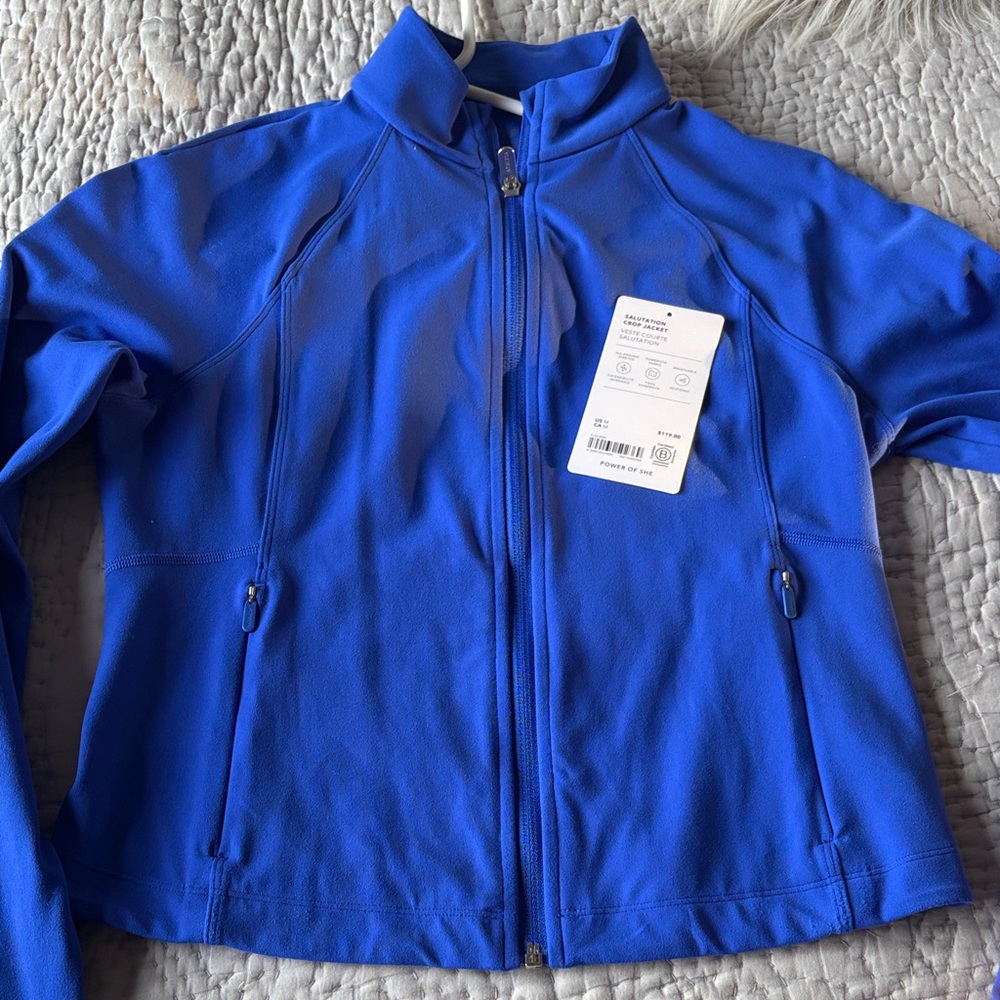 Athleta Salutation cropped jacket Vibrant Blue